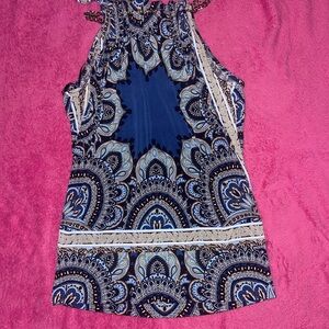 Cache Navy and Beige Paisley Camisole